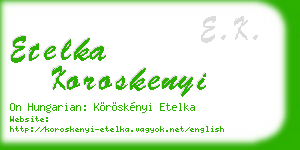 etelka koroskenyi business card